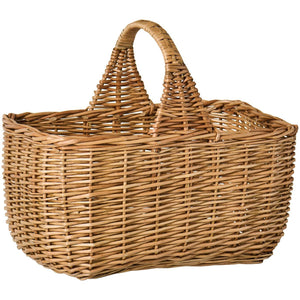 Kurv med hank på tværs firkantet i flettet hel pil fra Ib Laursen