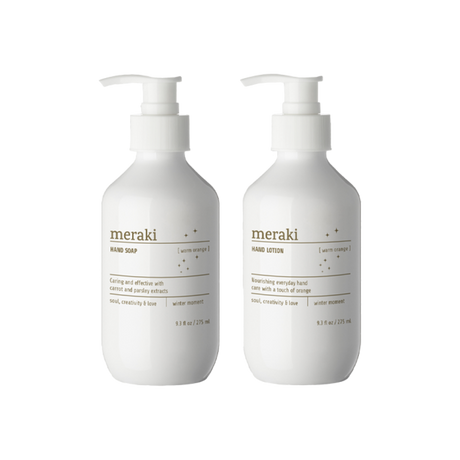 Meraki Warm orange winter moment håndsæbe og håndlotion i flaske