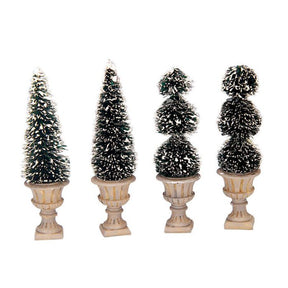Lemax Cone-Shaped & Sculpted Topiaries 4-pak