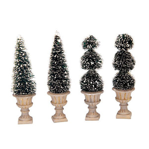 Lemax Cone-Shaped & Sculpted Topiaries 4-pak