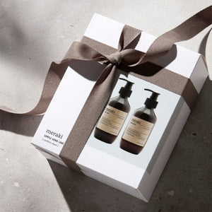Meraki Gaveæske med håndsæbe og håndlotion med gavebånd om