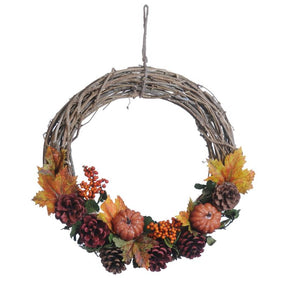 Efterårskrans i rattan med pynt