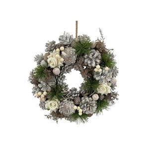 Krans med hvide roser 30 cm i diameter