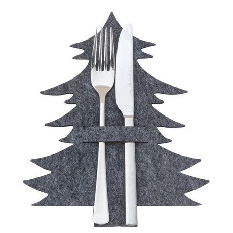 Bestikholder formet som grantræ med bestik i