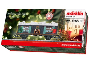 Ask med Märklin jultågsvagn med ljus