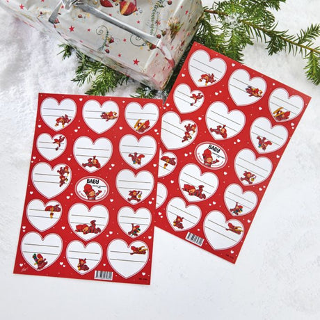 Klæbegavemærker, hjerte med babynisser