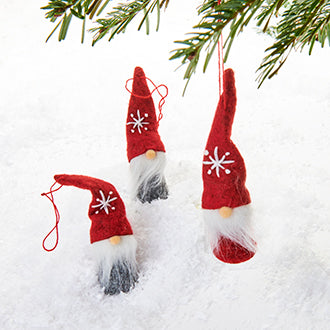 Tomtegnomer med snöre 3-pack från Pobra till julgranen