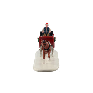 Holiday Sleigh Ride hestevogn til julelandskab fra Lemax set forfra