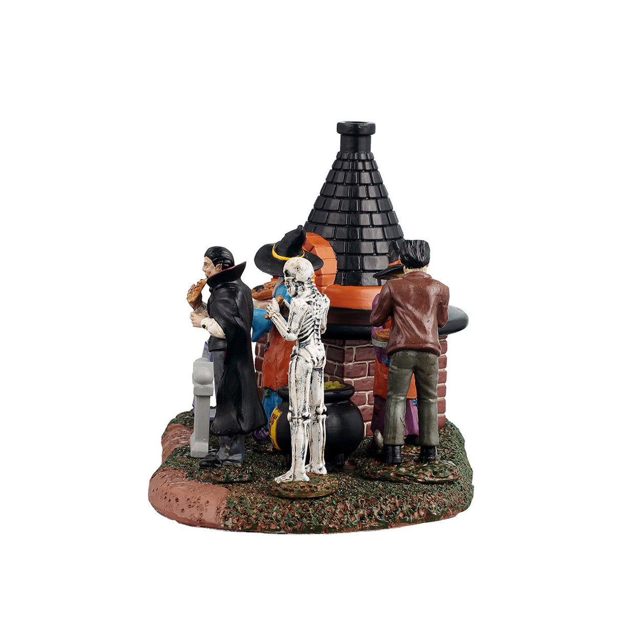 Zelda's Black Hat Pizzeria figurer til Halloween fra Lemax med skelet i fokus