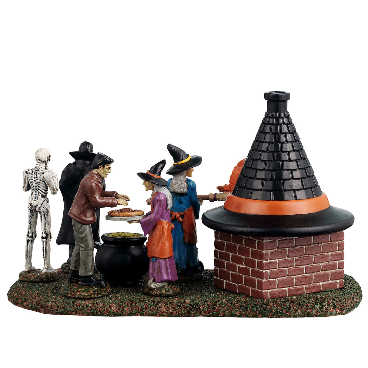 Bagsiden af Zelda's Black Hat Pizzeria figurer til Halloween fra Lemax