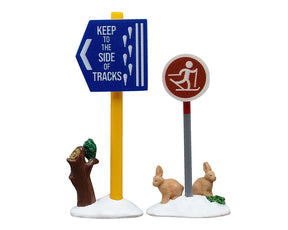 Cross Country Ski Sign til juleby fra Lemax