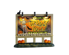 Welcome To Spooky Town Sign tilbehør til Halloween landskab