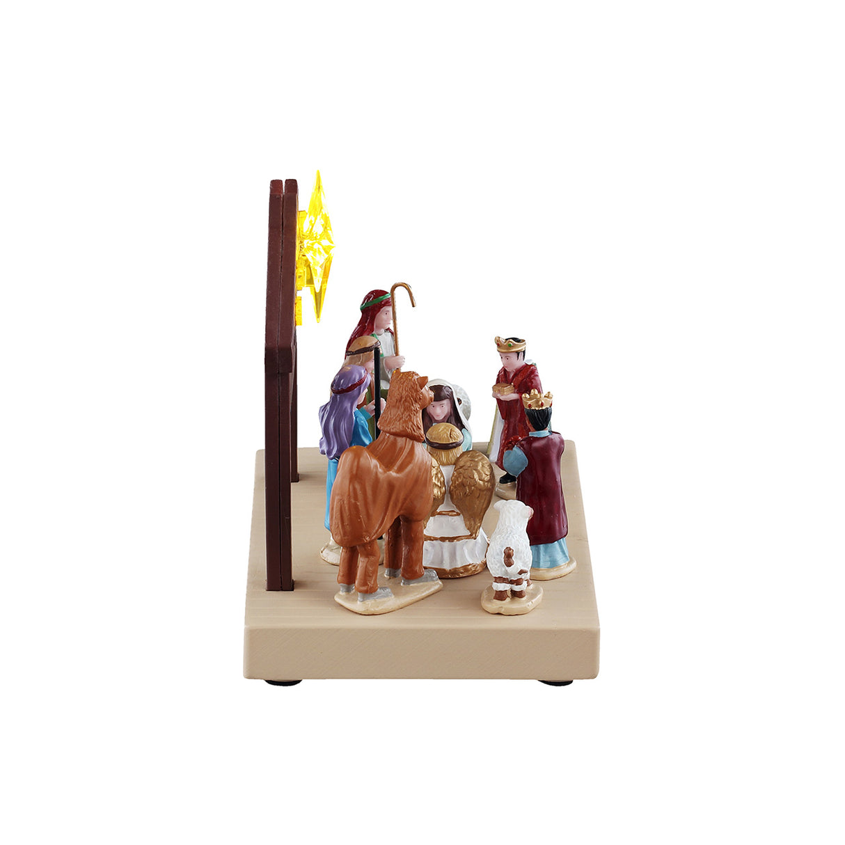Nativity Play fra Lemax til julebyen set fra siden af