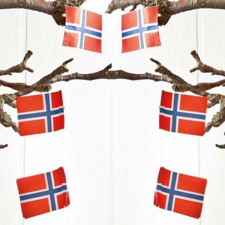 Flagguirlande med  norske flag