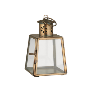 Ib Laursen guldfarvet mini lanterne 12 cm med blomstermønster