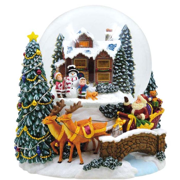 Snekugle julemand på kanetur