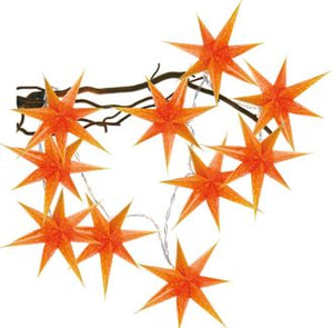 Ljusslinga med 10 orange stjärnor och LED-ljus från Pobra