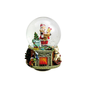 Snekugle julemand på skorsten med gaver