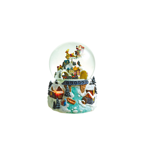 Snekugle med julemand i kane og tog