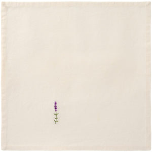 Stofserviet fra Ib Laursens Flora serie med broderet lavendel på