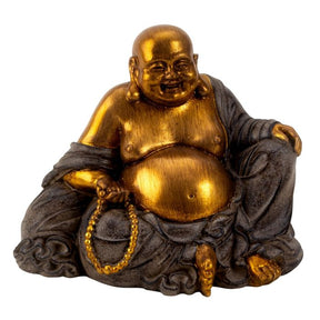Buddha 17 cm høj grå & guldfarvet
