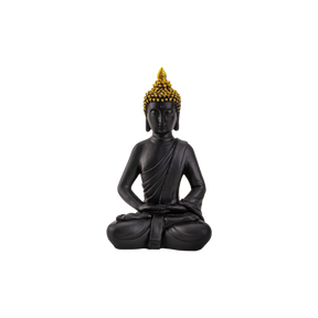 Buddha 30 cm høj sort & guldfarvet