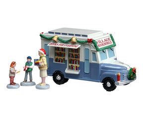 Bookmobile bogvogn til juleby med figurer