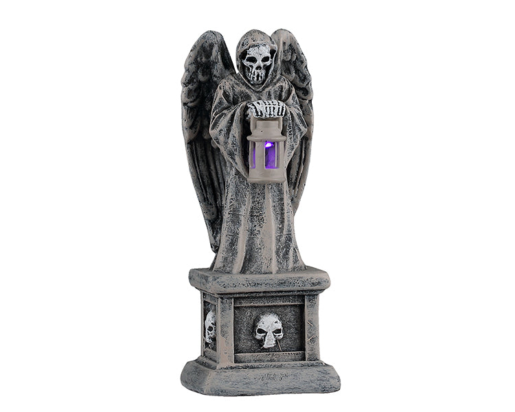 Cemetery Sentinal med lysende lilla lanterne til Halloween Dekoration fra Lemax