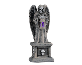 Cemetery Sentinal med lysende lilla lanterne til Halloween Dekoration fra Lemax