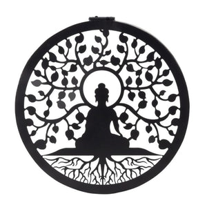 Väggdekoration med Buddha och soldrivna LED-lampor