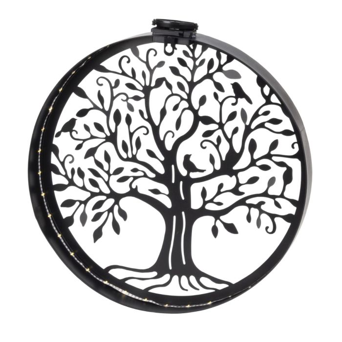 Vægdekoration med livets træ og solcelledrevne LED-lys