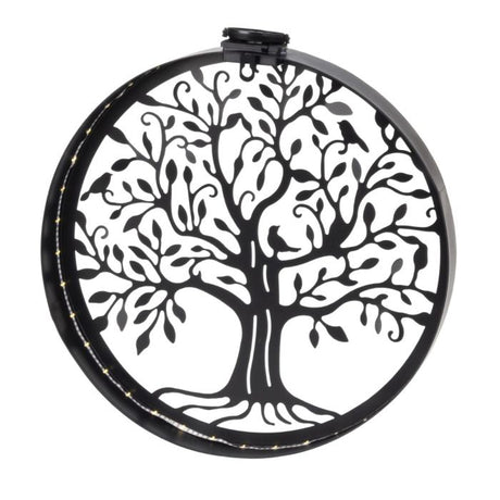 Vægdekoration med livets træ og solcelledrevne LED-lys