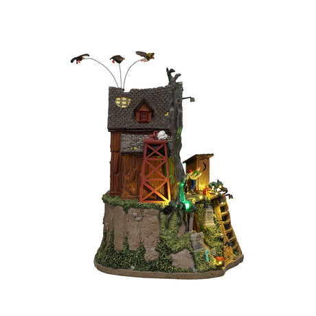 The Cursed Cabin til Halloween pynt fra Lemax med fuge og animation