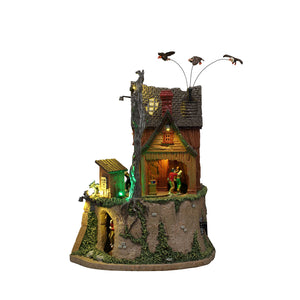 The Cursed Cabin til Halloween pynt fra Lemax med lyseffekter