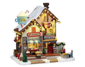 The Cocoa Shanty hus med lys til juleby fra Lemax