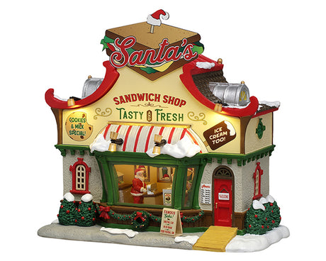 Santa's Sandwich Shop med lys til juleby fra Lemax