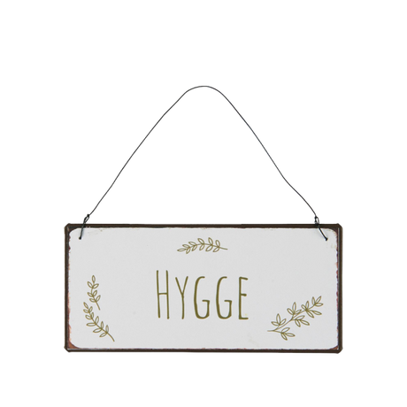 Metalskilt "Hygge" med bladgrene fra Ib Laursen