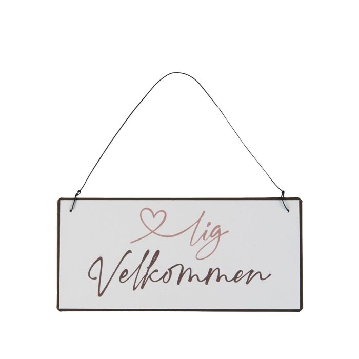 Ib Laursen metalskilt med teksten Hjertelig Velkommen