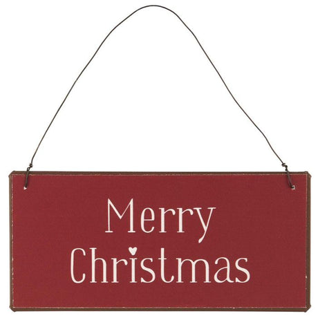 Metalskilt Merry Christmas rødt