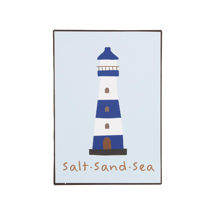 Ib Laursen metalskilt med fyrtårn og Salt Sand Sea