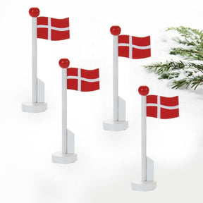 Flagstang med Dannebrog 14 cm højt 4-pak
