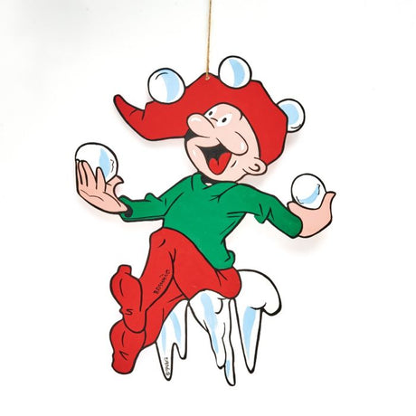 Brammingnisse i træ 40 cm med snebolde