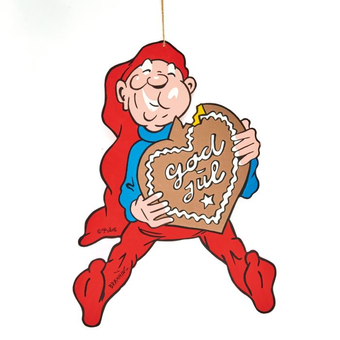 Brammingnisse i træ 40 cm med honninghjerte