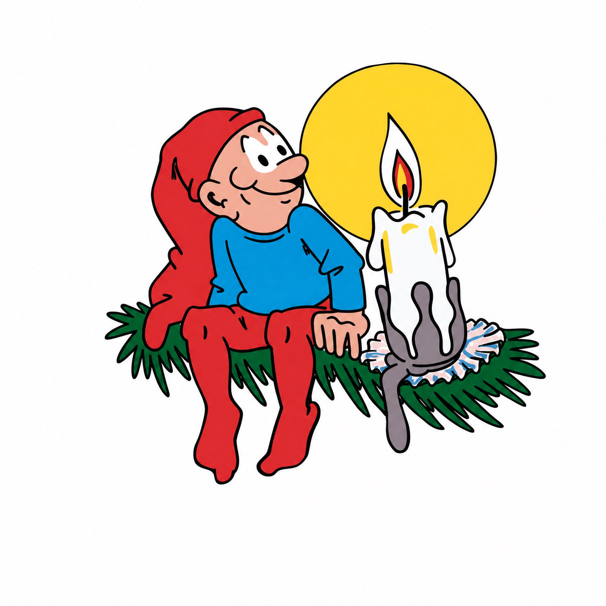 Bramming tomte i trä 40 cm med juldekoration