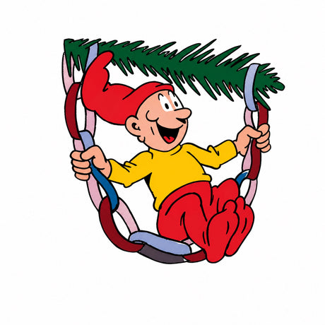 Bramming tomte i trä 40 cm med juldekoration
