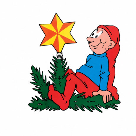 Bramming tomte i trä 40 cm med juldekoration