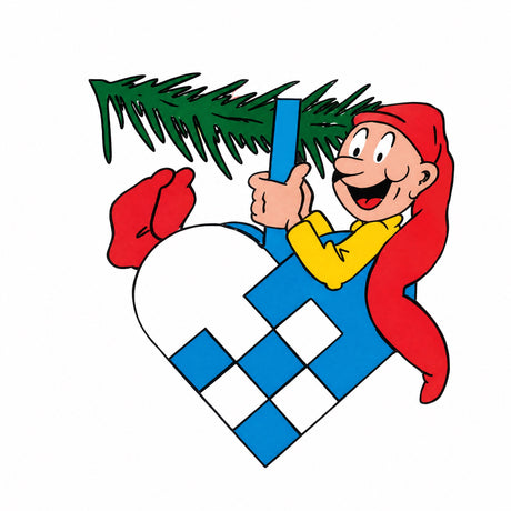 Bramming tomte i trä 40 cm med juldekoration