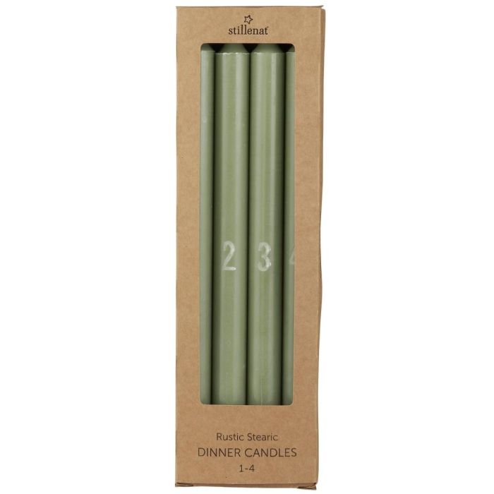 Adventlys støvgrønne m/4 kronelys præget tal 1-4