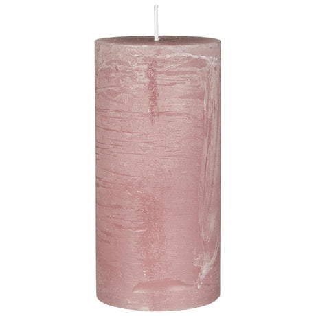 Rustikt blockljus i malvarosa, 14 cm högt, från Ib Laursen
