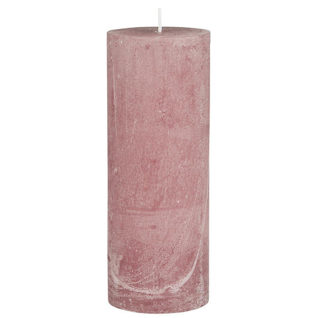 Rustikt blockljus i rosa malva, 18 cm högt, från Ib Laursen